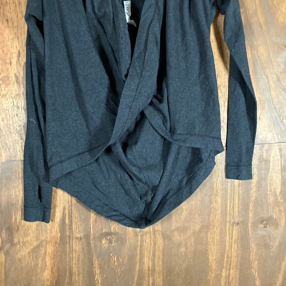 Lululemon Athletica Women Sweater Charcoal Iconic Wrap Long Sleeve Stretch 4 - Picture 4 of 9